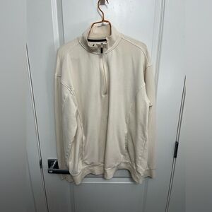 Ashworth Men's Cream Quarter Zip Long Sleeve Shirt in size L